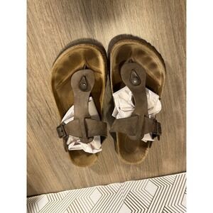 Betula by Birkenstock Cork Footbed Sandals Women's Brown Leather Buckle Size 8